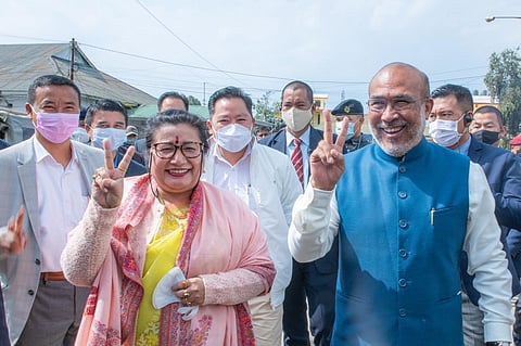 CM N Biren Singh after filing the nomination (Photo | Special arrangement)