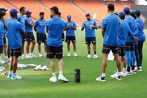 Team India begin preps in Ahmedabad ahead of the ODI series against West Indies.(Photo | Twitter @BCCI)