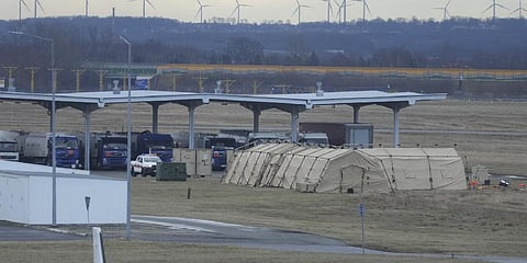 U.S. Army equipment at the Rzeszow-Jasionka airport in southeastern Poland, on Saturday, Feb. 5, 2022.(Photo | AP)