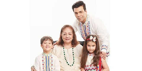 Karan Johar (R) and his family.(Photo | Instagram karanjohar)