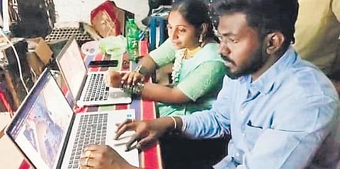 Dinesh SP and his wife Janaganandhini Ramasamy. (Photo| EPS)