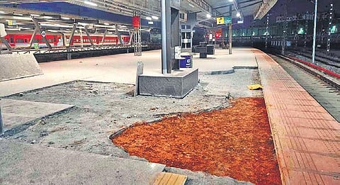 Parts of Platform 7 of Sir M Visvesvaraya Terminal have caved in