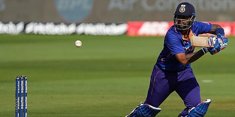 Suryakumar Yadav bats during the second one day international cricket match between India and West Indies in Ahmedabad. (Photo | AP)