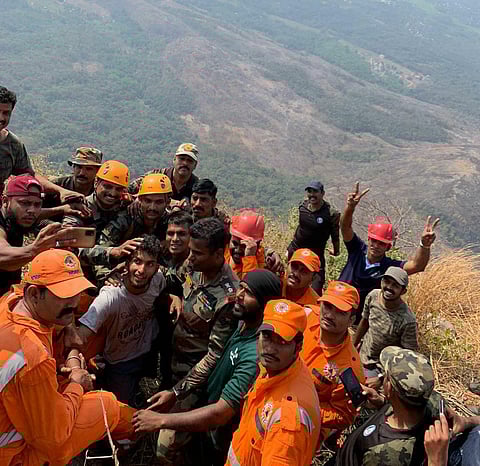 The youth, R Babu, walked for some distance after rescue operations. (Photo | EPS)