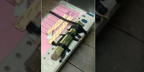 The photo of the EVM was submitted to the Election Commission along with the complaint (Photo | Special Arrangement)