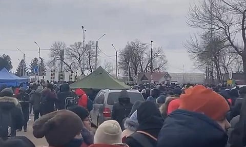 Indian students at Ukraine-Romania border (Photo | Twitter/@NaseelVoici)