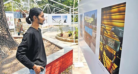 The works of the students on display at the Egmore Museum. (Photo| R Satish Babu, EPS)
