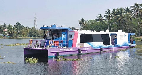 India’s first water metro makes special service through the Vyttila-Kakkanad stretch on Saturday.
