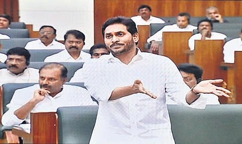 Chief Minister YS Jagan Mohan Reddy speaks in the Assembly on Tuesday I Express