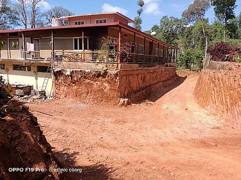 The line house of Subramani surrounded by an over 10-feet trench (Photo | Special arrangement)