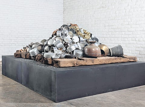 At display, Mushroom cloud made with steel utensils. ( Photo | EPS)