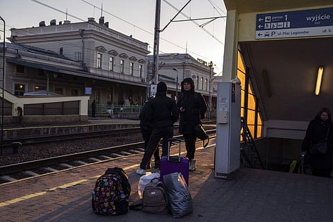 People who fled the war in Ukraine wait at the train station in Przemysl, southeastern Poland, Thursday, March 17, 2022. (Photo | AP)