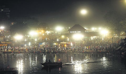 File photo showing the crowd at Aluva Manappuram on the occasion of Sivarathri.