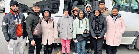 Indian students who reached Poland after crossing border from Ukraine on Tuesday