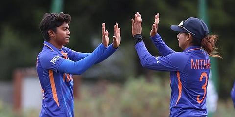 India's fast bowling allrounder Pooja Vastrakar, left, with Mithali Raj (Photo | BCCI)