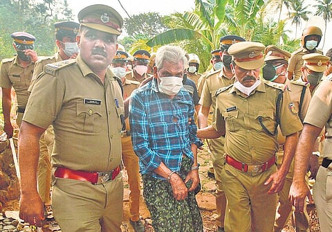 Hameed being taken for evidence collection to his son’s house in Cheenikuzhi near Thodupuzha on Saturday | Shiyami