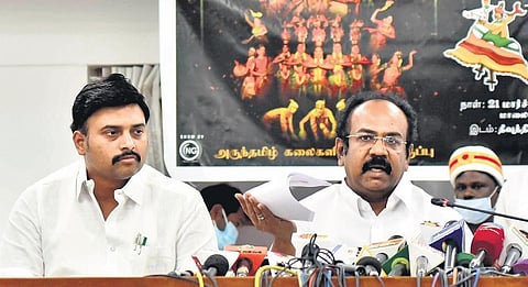 Tourism Minister M Mathiventhan and Minister for Industries and Tamil Culture Thangam Thennarasu announce ‘Namma Ooru Thiruvizha’ on Saturday | P Jawahar