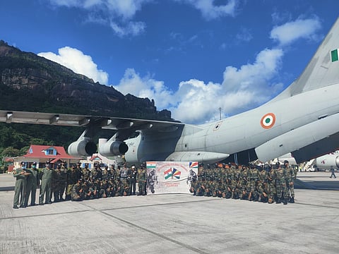 The Indian Army contingent arriving in Seychelles (Photo | Special arrangement)