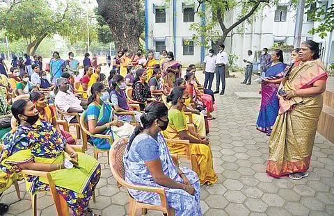 A school management committee meeting held at the Presidency Girls Higher Secondary School in Chennai on Sunday | R Satish Babu