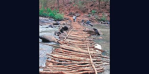 A makeshift bamboo bridge near Melghara. (File photo)