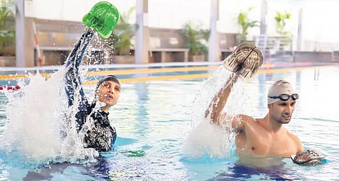 Aqua workouts comprise the usual workouts, but has added movement as you are under water.