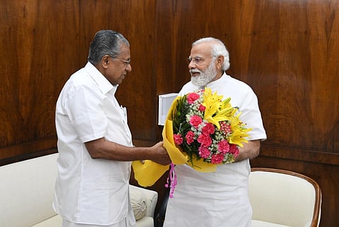 Kerala CM Pinarayi Vijayan meets PM Narendra Modi seeking nod for SilverLine Project. (Photo | Special Arrangement)