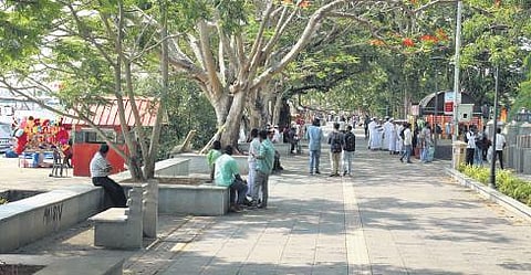 People visiting the Marine Drive walkway that was renovated recently,Pics | Arun angela