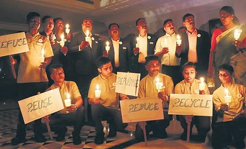 Earth hour observed. ( Photo | EPS)