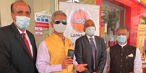 Jaishankar visits Lanka IOC to take stock of fuel supply situation.(Photo | Twitter)