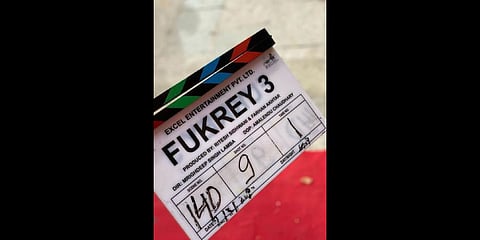 Fukrey 3's clapboard posted by Varun Sharma.(Photo | Instagram)