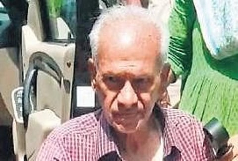 V Krishna Reddy leaves the hospital after being given first aid. (Photo | EPS)