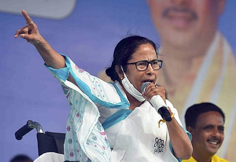 West Bengal Chief Minister Mamata Banerjee addresses a public meeting. (File Photo | PTI)