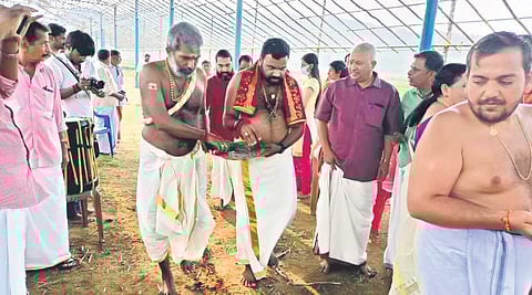 Preparations for Maha Kubera Yaga progressing at the venue at Chalavara in Palakkad