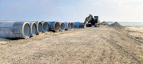 Roads being constructed on the Alamparai beach for the proposed fishing harbour project | Express