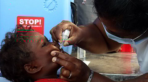 A child being given polio immunisation. (Photo | S Dinesh, EPS)