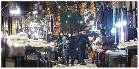 Israeli police examine the scene of a stabbing attack in Jerusalem's Old City, Monday, March 7, 2022. (Photo | AP)