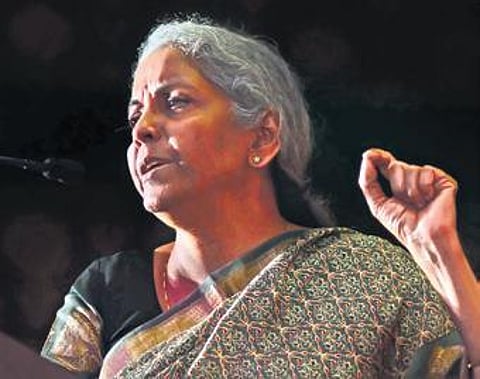 Union Finance Minister Nirmala Sitharaman at an event in Bengaluru on Tuesday | Ashishkrishna HP