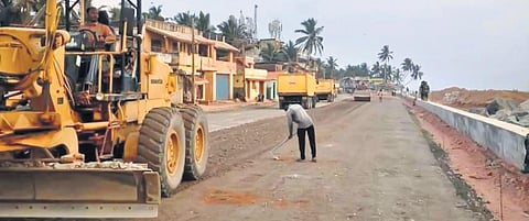 Work progressing on the 350m road from Shankhumukham to domestic airport