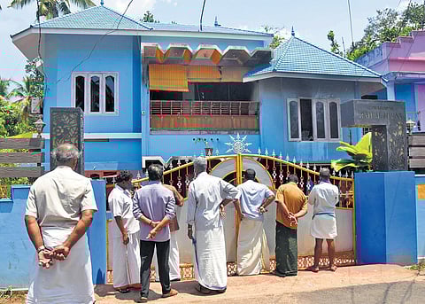 The house in Ayanthi near Varkala in Thiruvananthapuram where five members of a family died due to a deadly fire that erupted in the early hours of Tuesday | BP Deepu