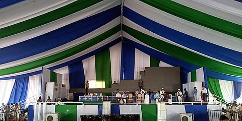 The venue for swearing-in ceremony of the new cabinet is being readied at the State Secretariat on Sunday I P Ravindra Babu