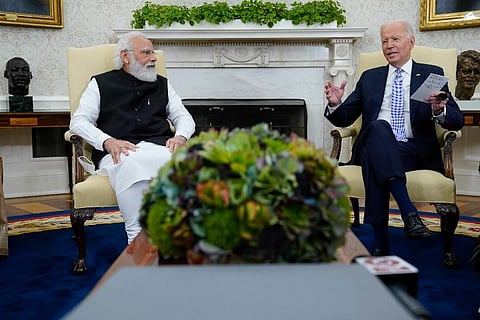 President Biden is set to speak with Indian Prime Minister Modi when the two will virtually discuss the Ukraine war and other matters. (Photo | AP)