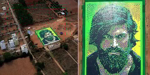 The portrait, made up entirely of books, measures 130 x 190 feet and is spread over 25,650 square feet at the White Garden Grounds of Malur.