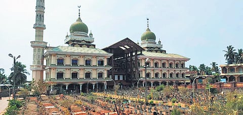 The graveyard in front of Malik Deenar Grand Mosque which comes in the way of the provisional alignment of the SilverLine project