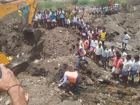Search operation going inside dumping yard unit of JSW near Sultanpur. (Photo | ENS)
