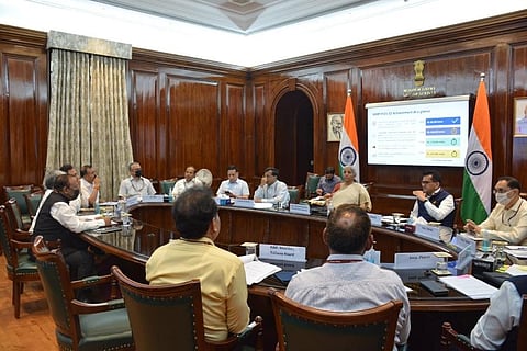 A review of National Monetisation Pipeline was undertaken by FM Nirmala Sitharaman. (Photo | Twitter,@amitabhk87)