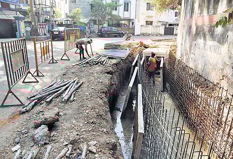 Narrow streets have been left out of revised integrated stormwater drain project in Vepery to ensure the houses don’t collapse | r satish babu