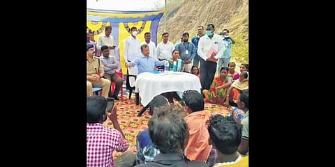 The Chief Secretary interacting with villagers in Swabhiman Anchal | Express