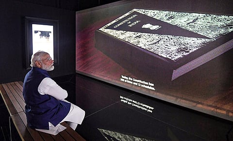 Prime Minister Narendra Modi at the inauguration of Pradhan Mantri Sangrahalaya, in New Delhi. (Photo | PTI)