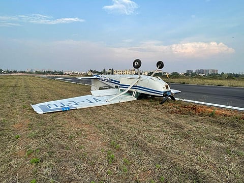 Karnataka: Training aircraft of Agni Aviation topples on runway, one hurt