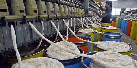 The price of a yarn bundle, weighing 4.75 kg, has increased from `1,455 in August 2020, to `2,385 in April 2022. (Photo | EPS)